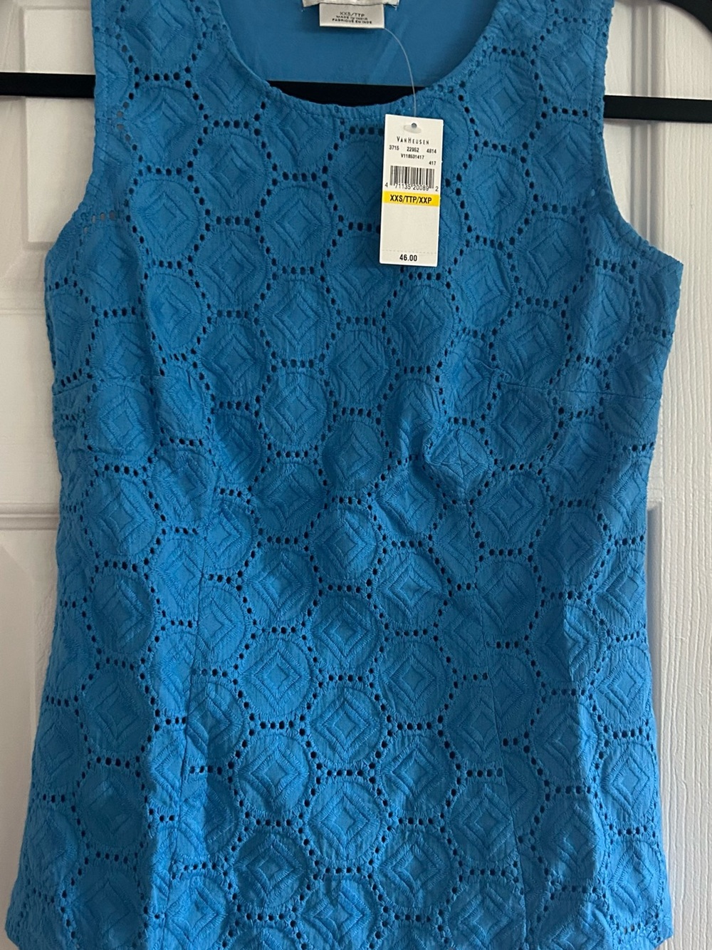 Van Heusen Blue Eyelet Sleeveless Tank Top